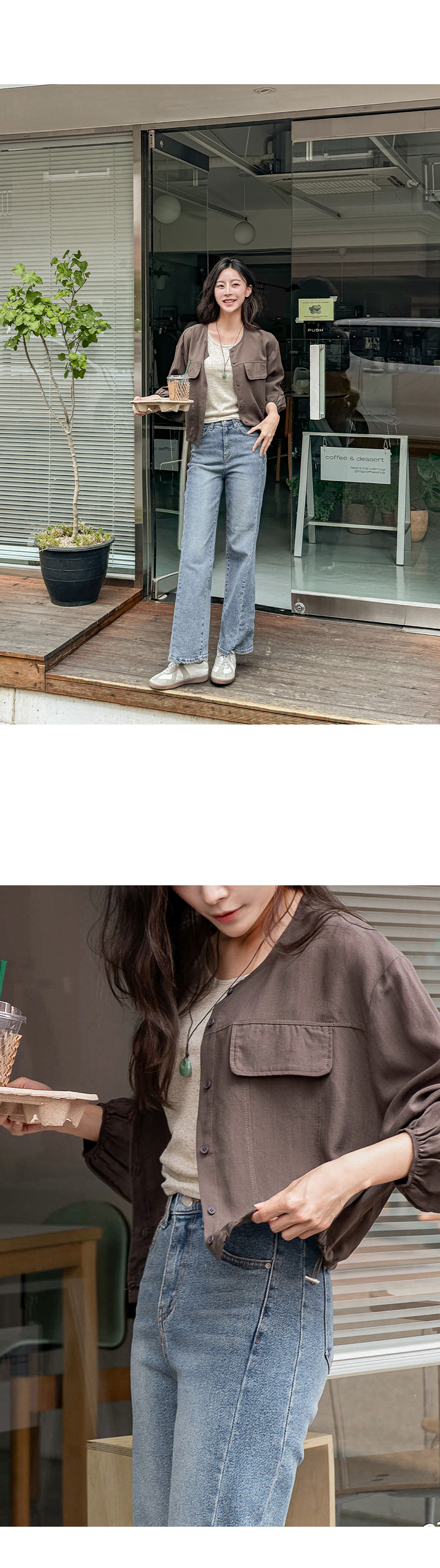 로렌 노카라 린넨 셔츠 나시세트