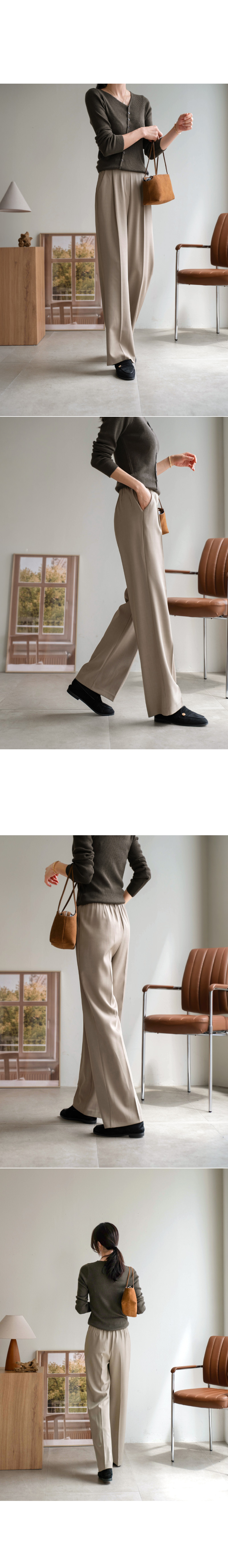 데일리 핀턱 뒷밴딩 슬랙스