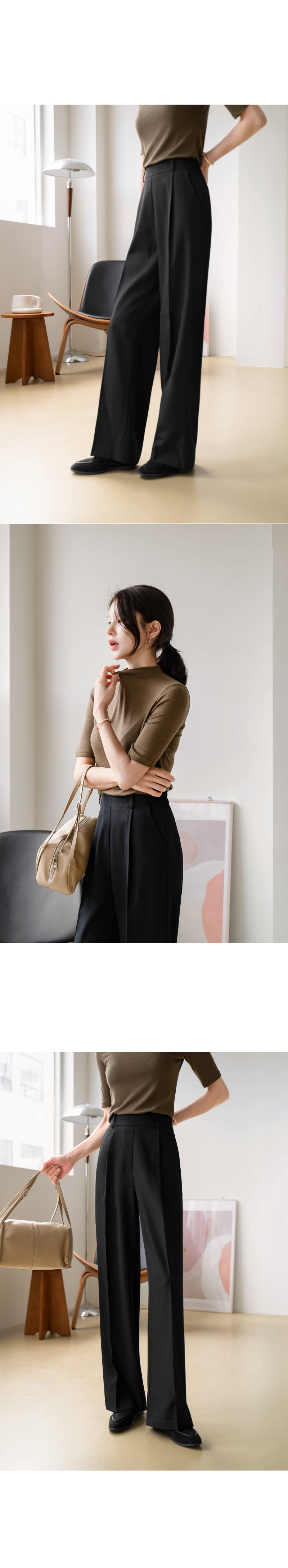데일리 핀턱 뒷밴딩 슬랙스