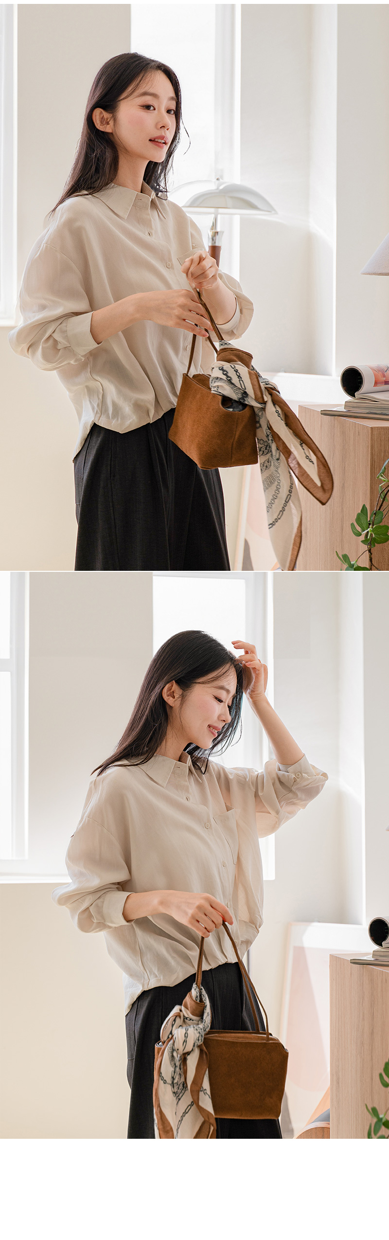 소프트 언발 스카프 세트 셔츠