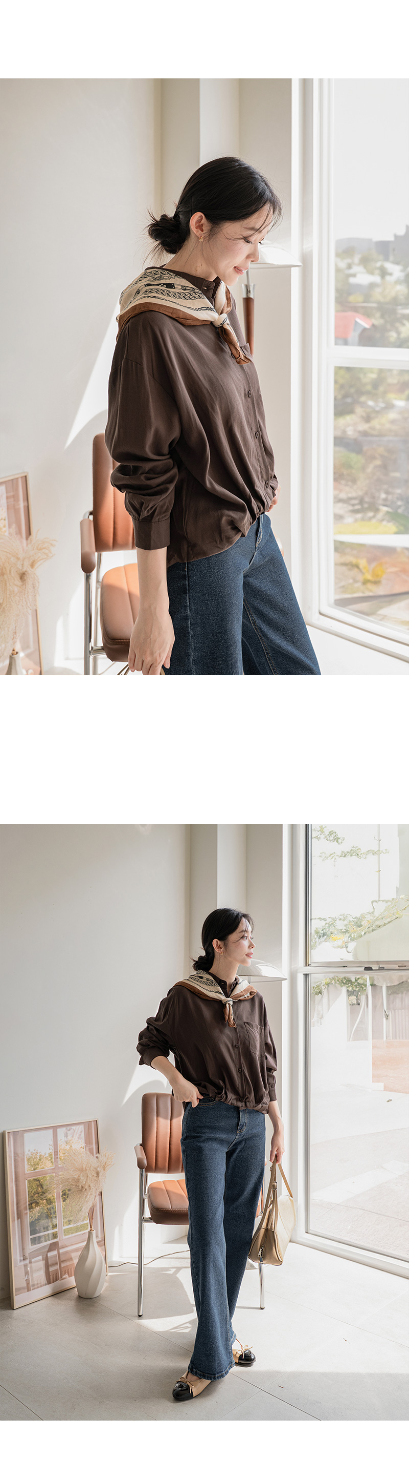 소프트 언발 스카프 세트 셔츠