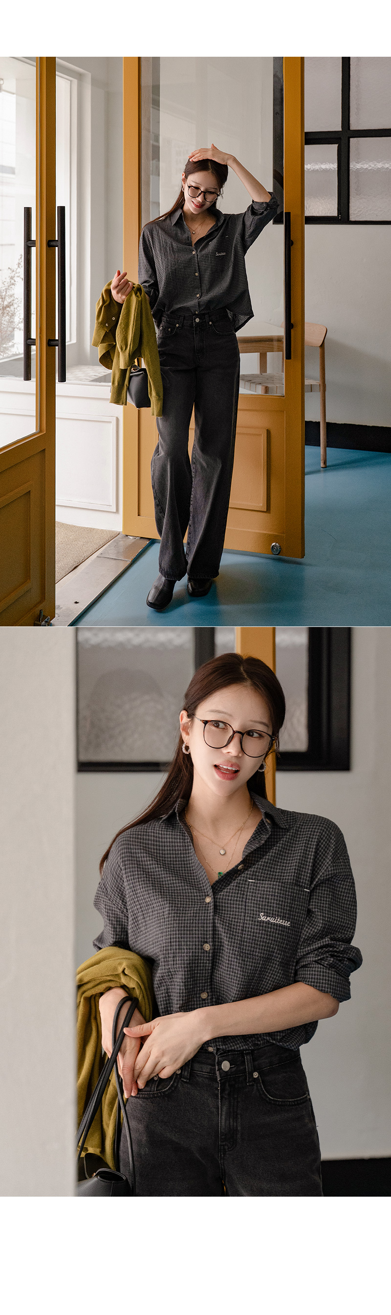 체크 포켓 포인티 셔츠