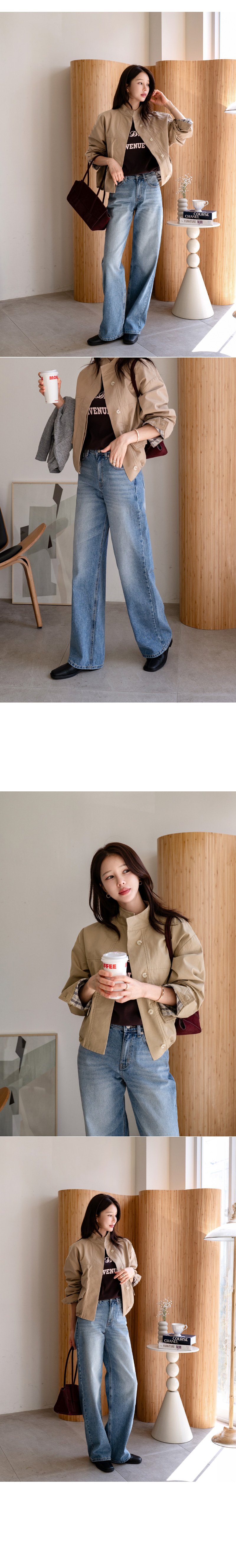 폴드 와이드 데님 팬츠