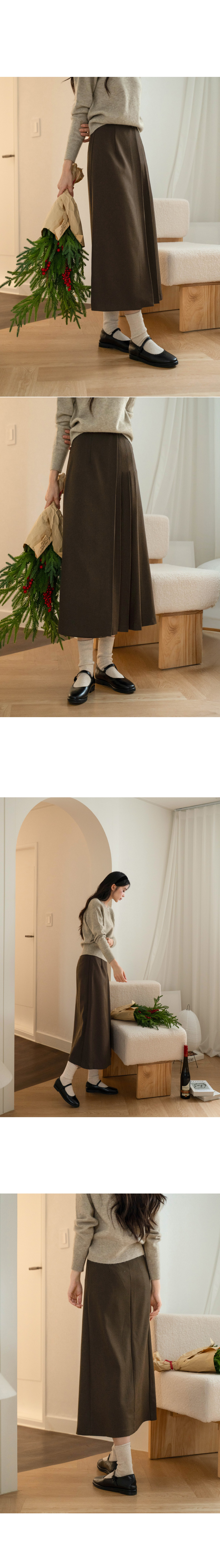 탄탄 랩 밴딩 플리츠 스커트