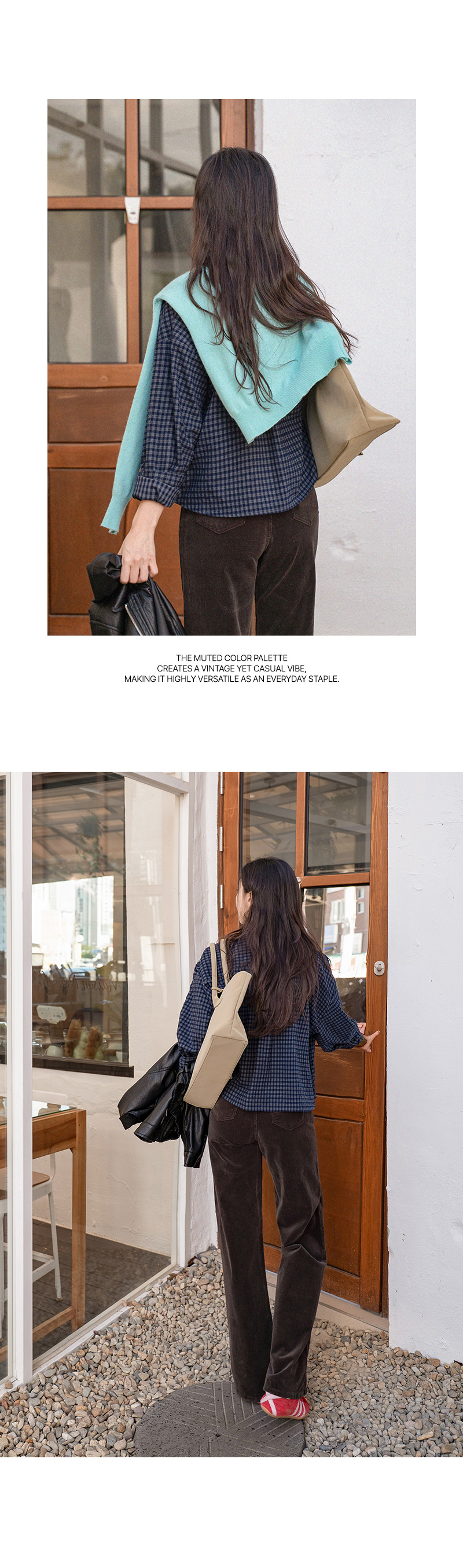 마리 기모 체크 셔츠