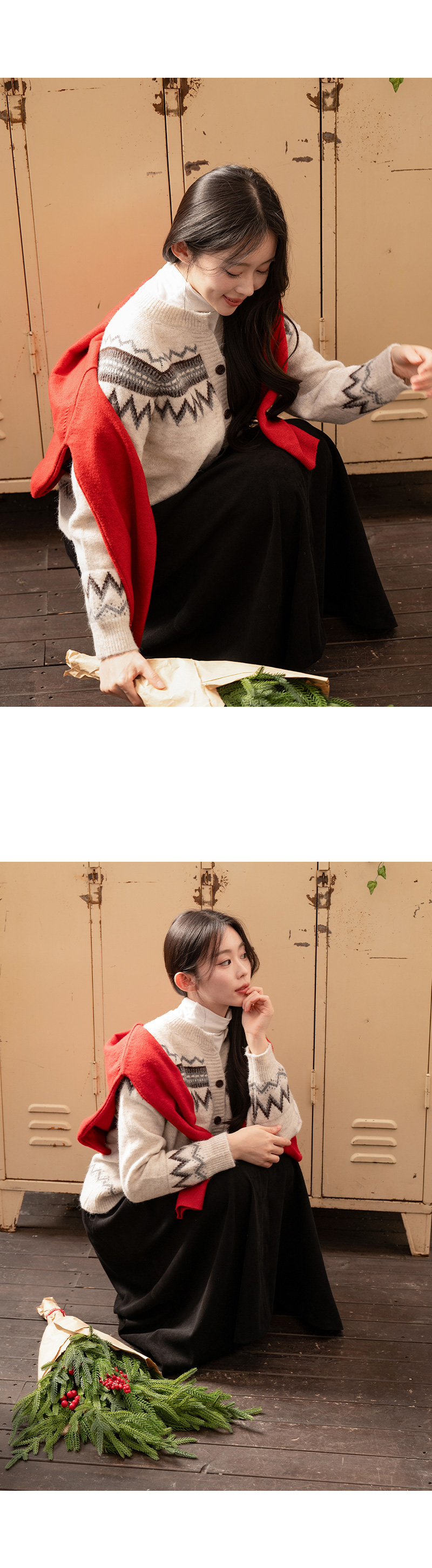 코코아 노르딕 울 가디건