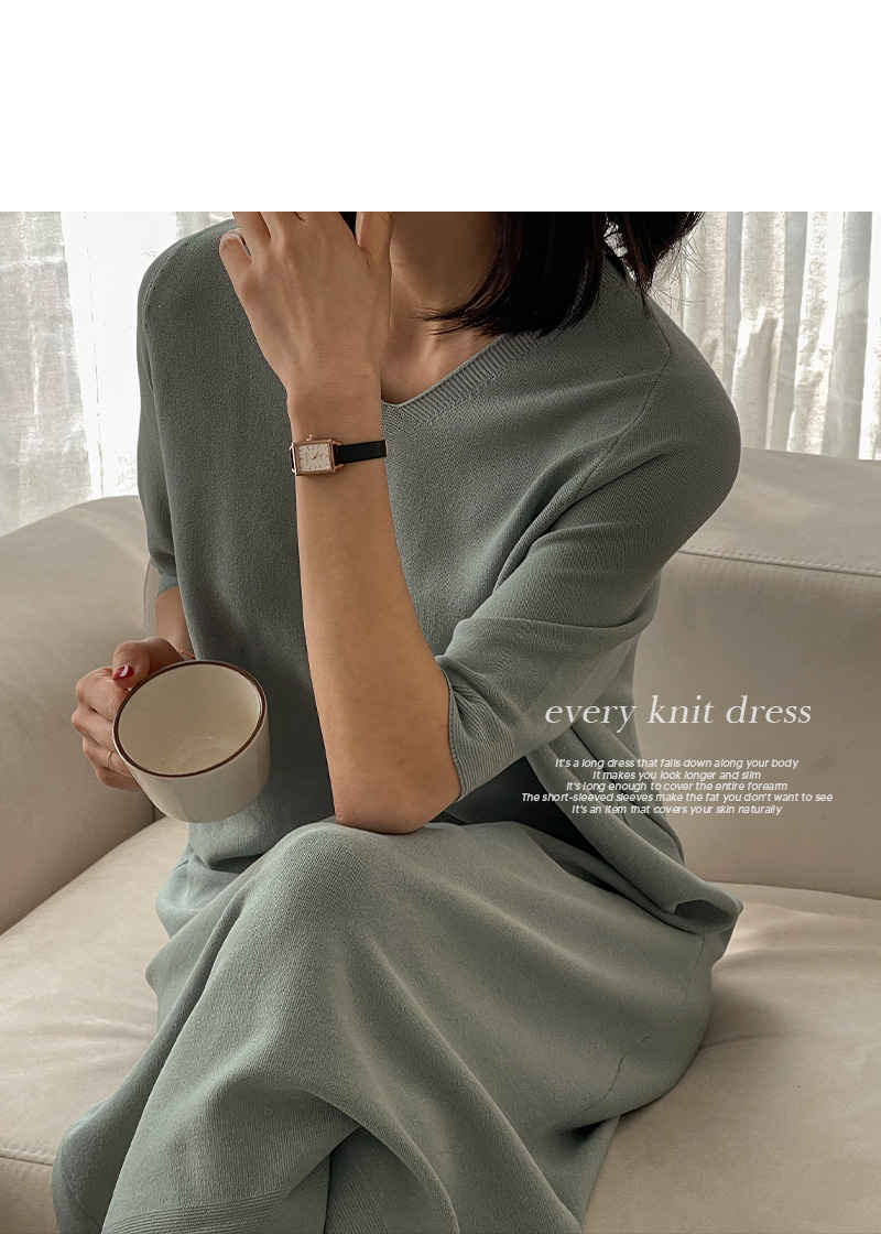 에브리 반팔 니트 롱 원피스