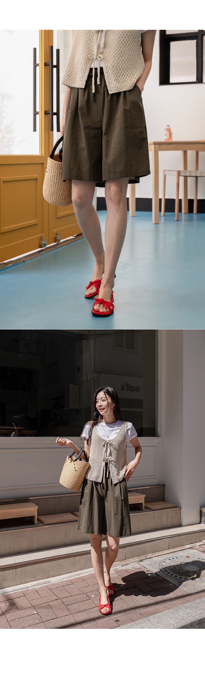바인딩 코튼 밴딩 반바지