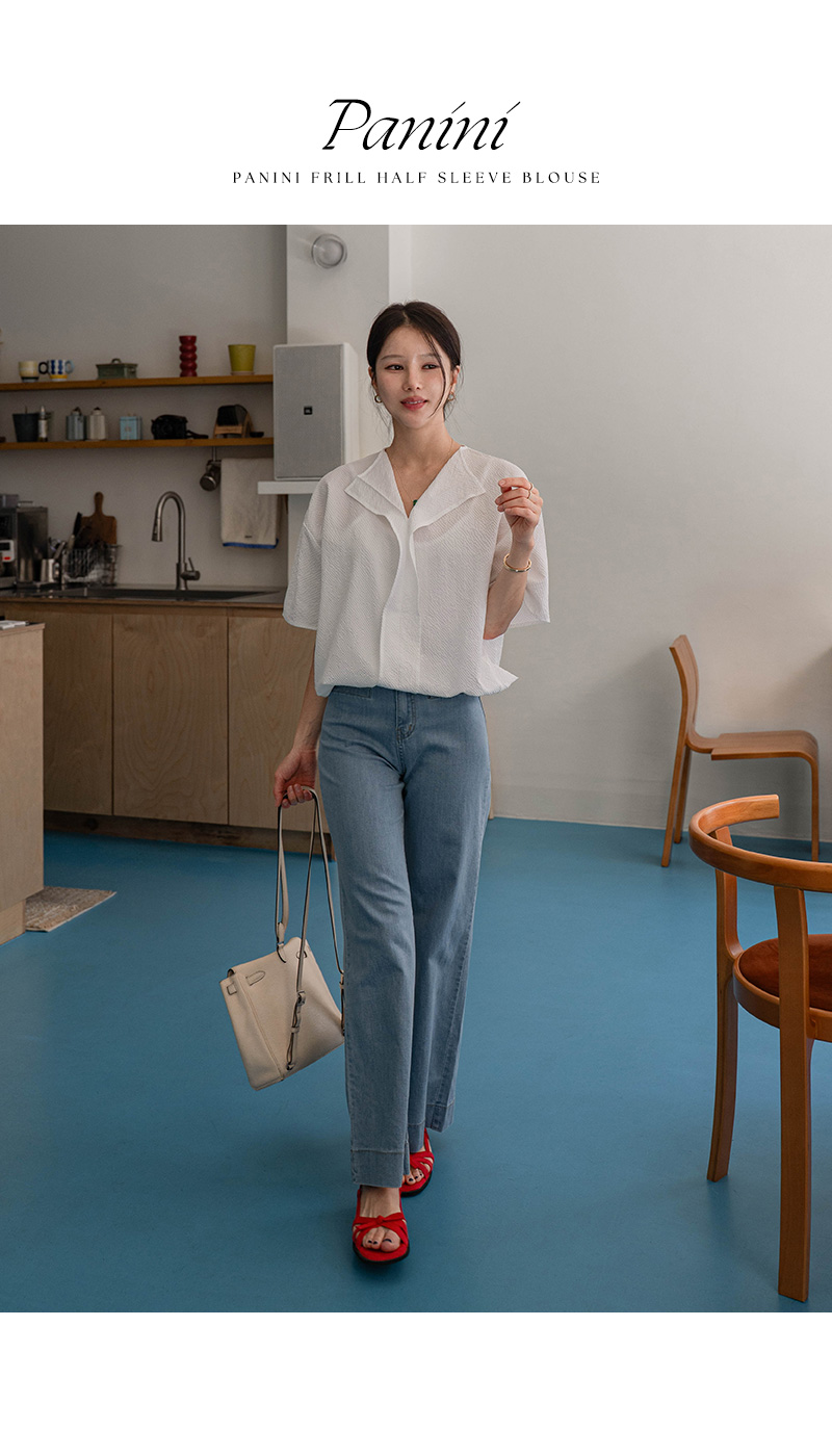 파니니 프릴 반팔 블라우스