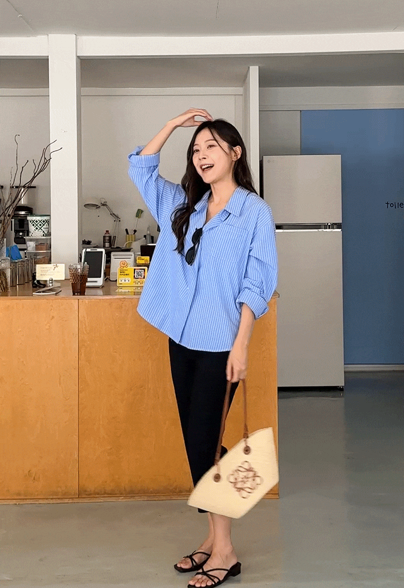 시티걸 언발 오버 셔츠