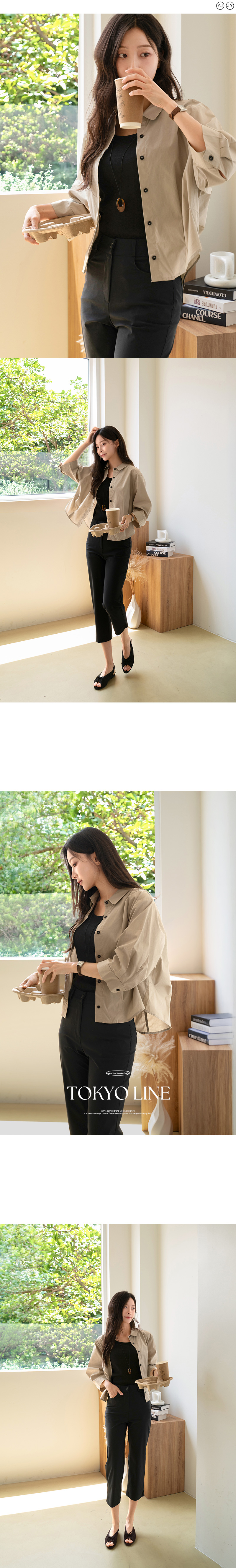 도쿄 라인 핀턱 반소매 셔츠