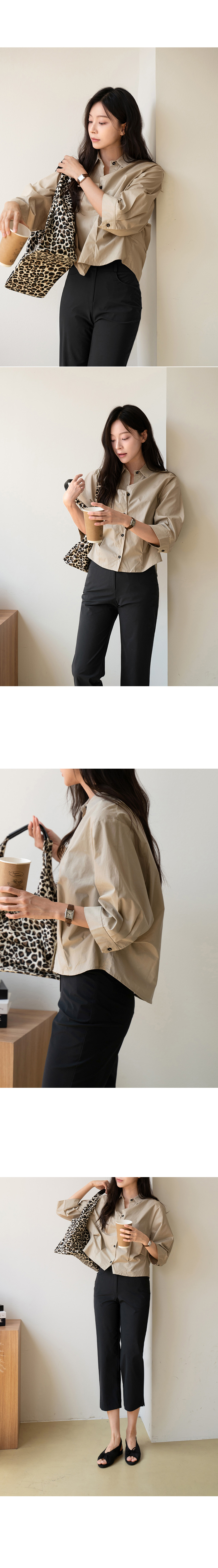 도쿄 라인 핀턱 반소매 셔츠