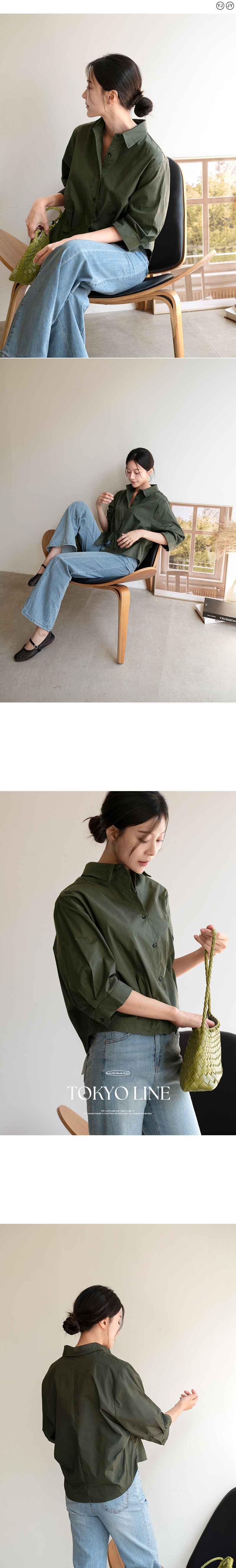 도쿄 라인 핀턱 반소매 셔츠