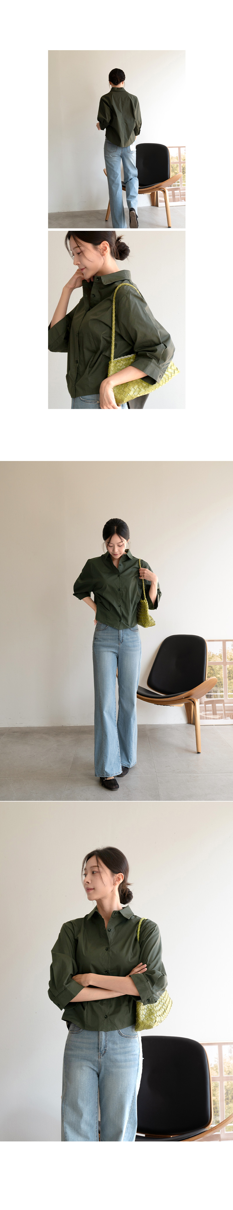 도쿄 라인 핀턱 반소매 셔츠