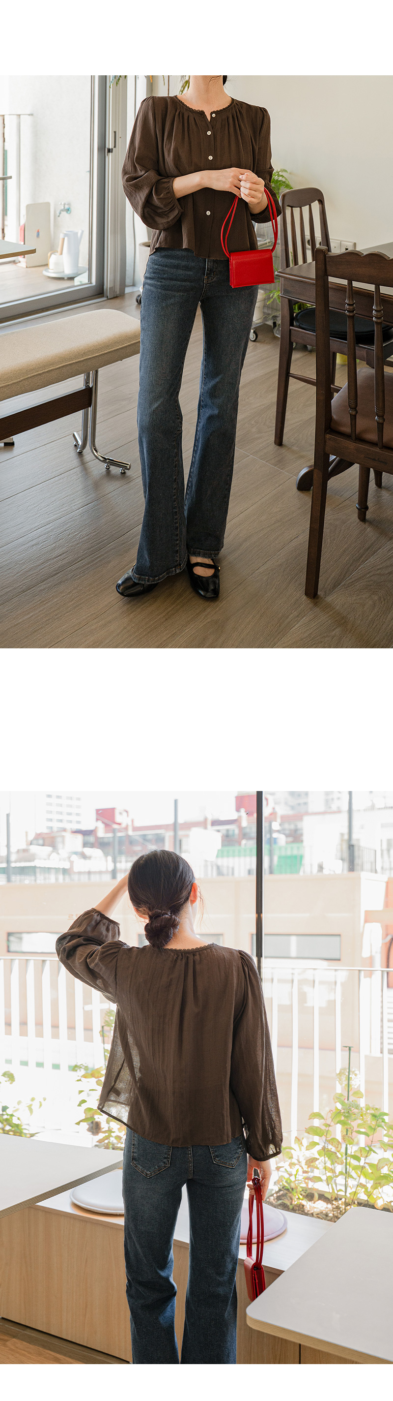 사르르 핀턱 레이시 블라우스