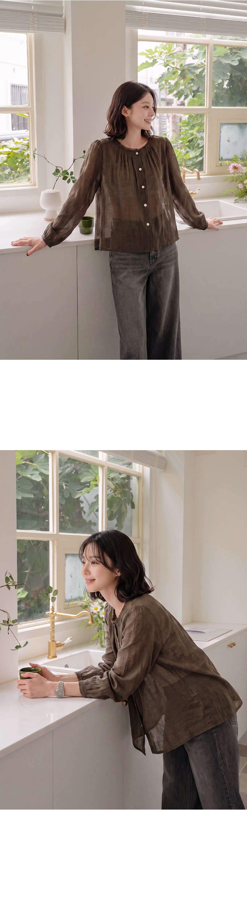 사르르 핀턱 레이시 블라우스