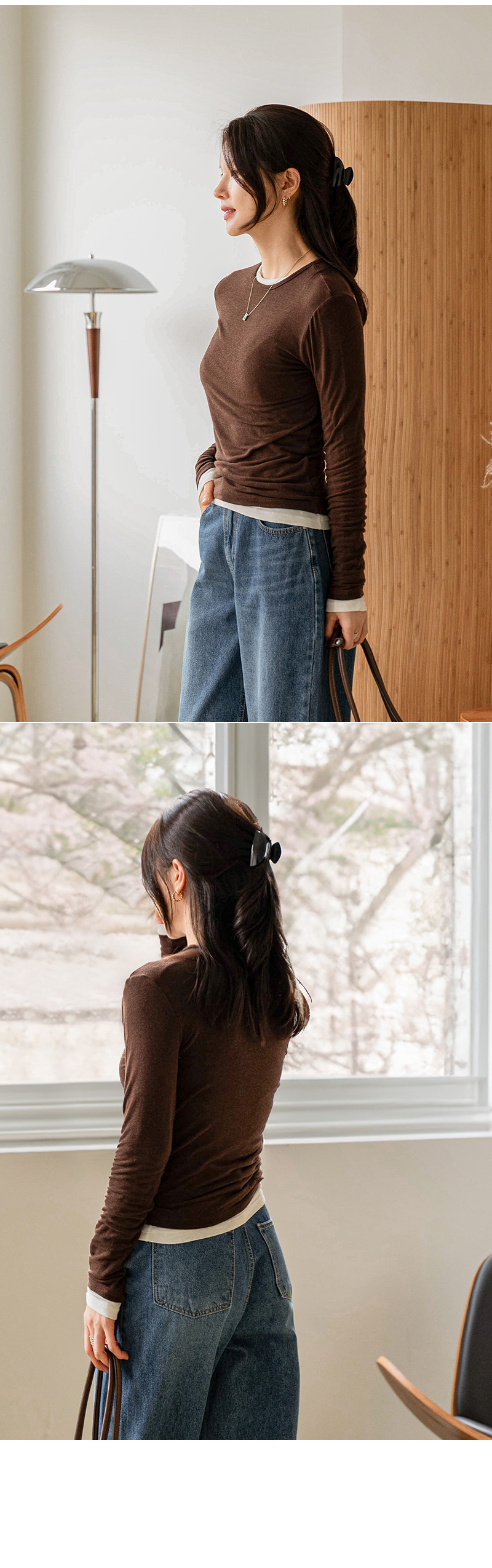 부드러운 후드리 라운드 티셔츠