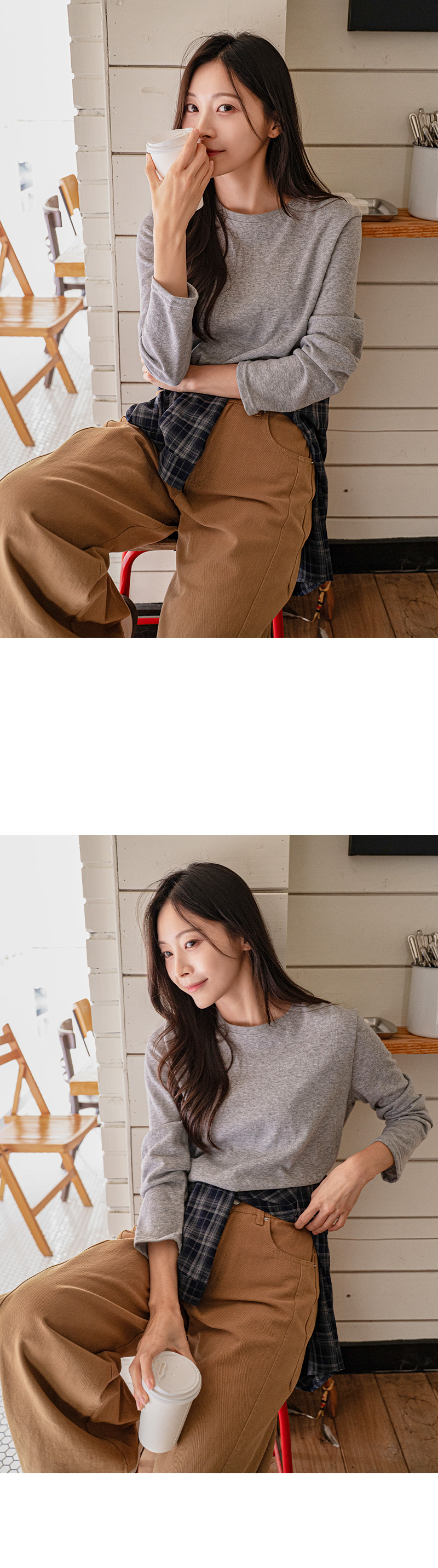 포시즌 베이직 라운드 티셔츠