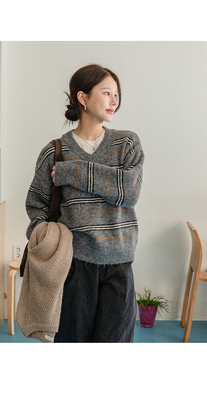 프론트 절개 배기핏 데님팬츠