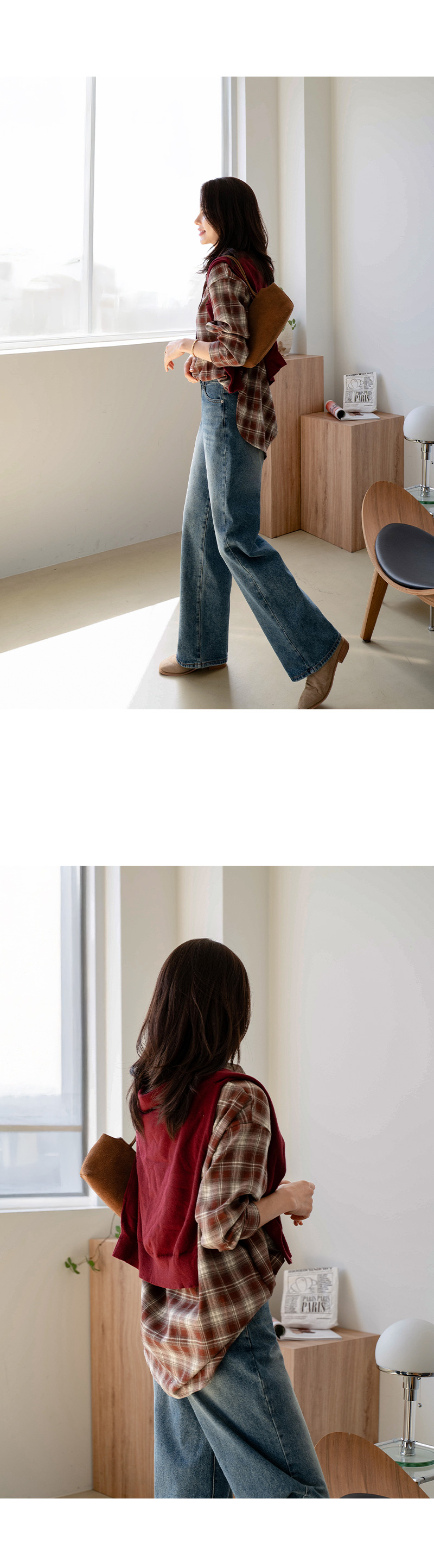 로그 체크 남방 셔츠