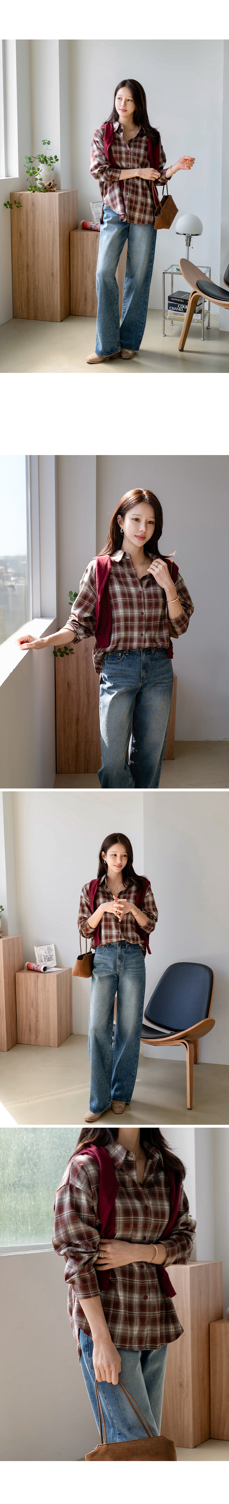 로그 체크 남방 셔츠