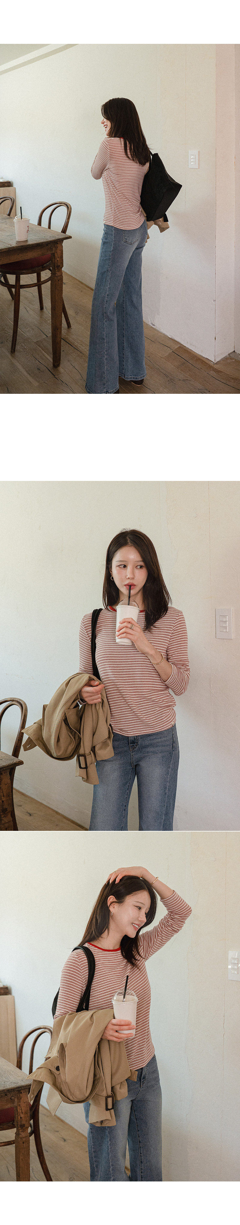 [어스유] 링거 단가라 티셔츠
