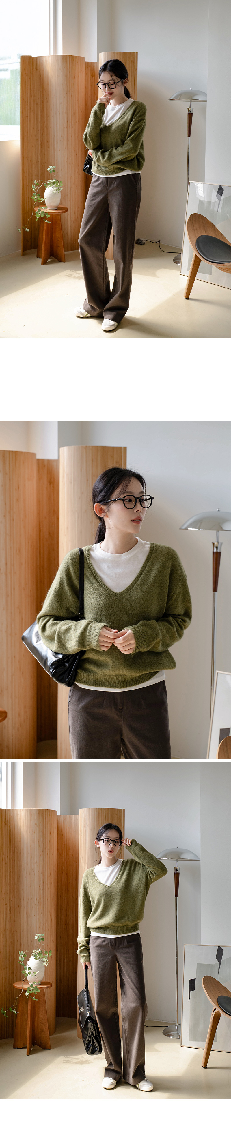 포그니 울 딥브이 니트