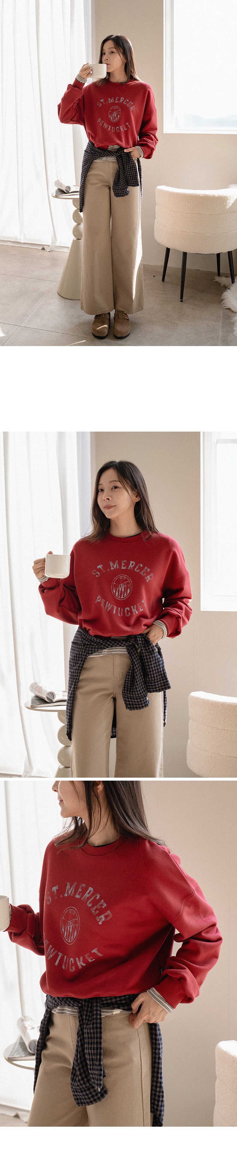 빈티지 스템핑 나염 맨투맨