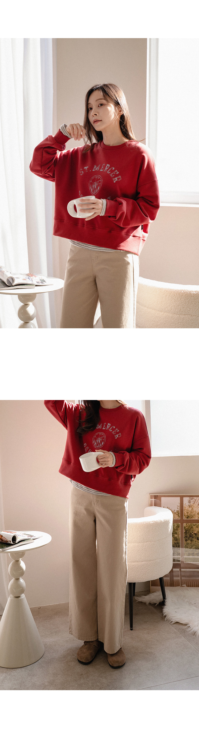 빈티지 스템핑 나염 맨투맨