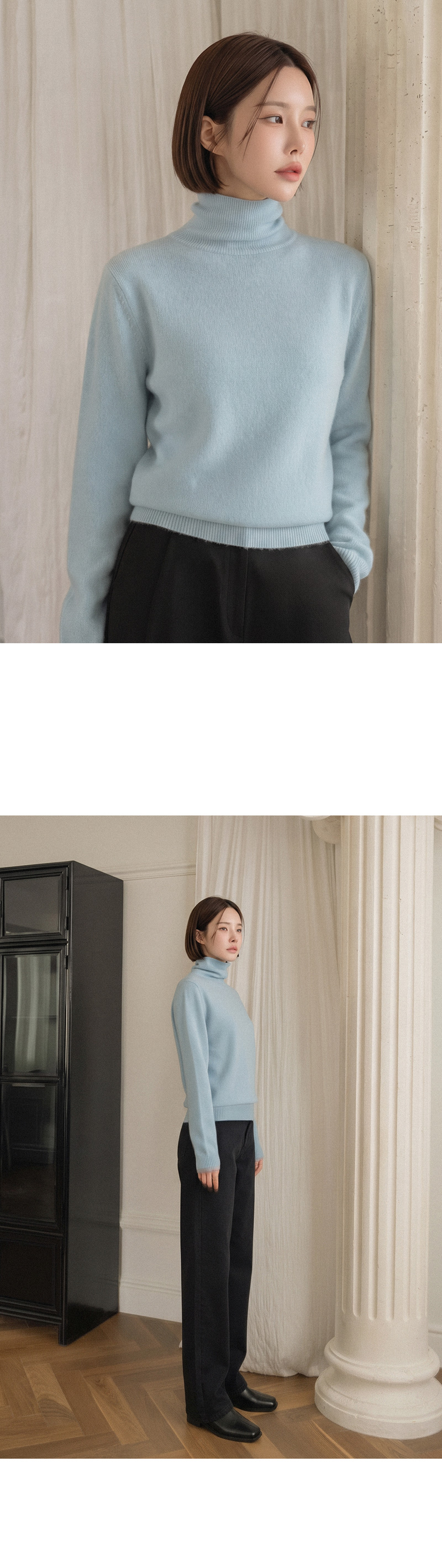 부드러운 양모 니트 폴라