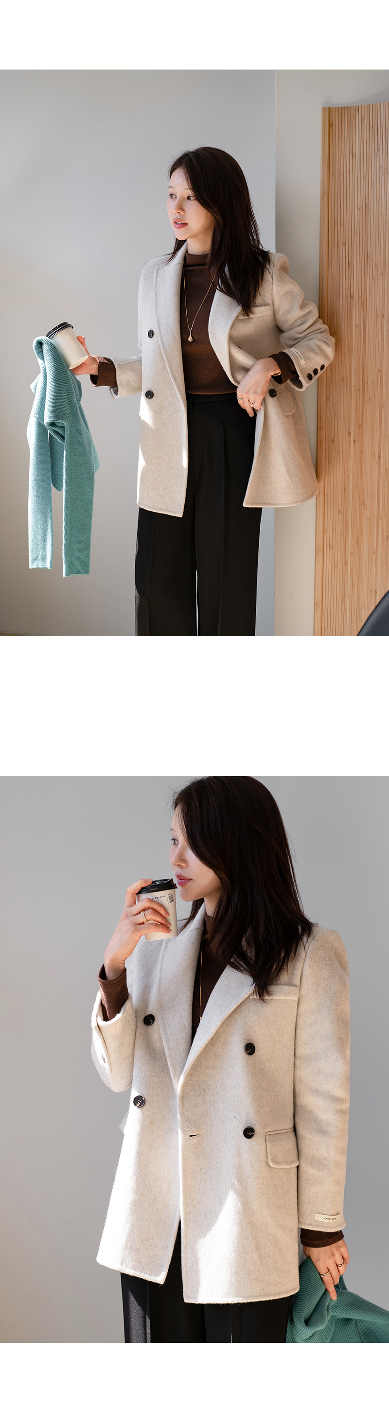에뜨왈 울 핸드메이드 하프 코트