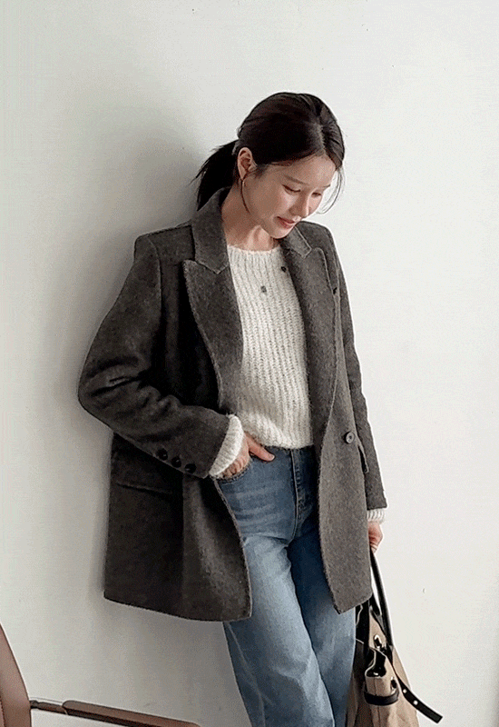 에뜨왈 울 핸드메이드 하프 코트