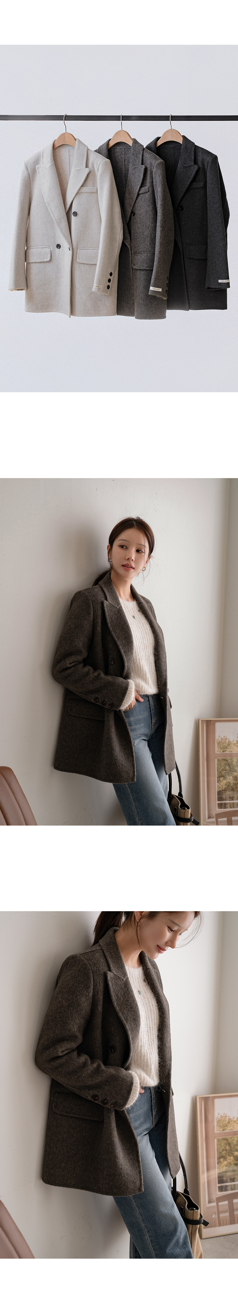 에뜨왈 울 핸드메이드 하프 코트