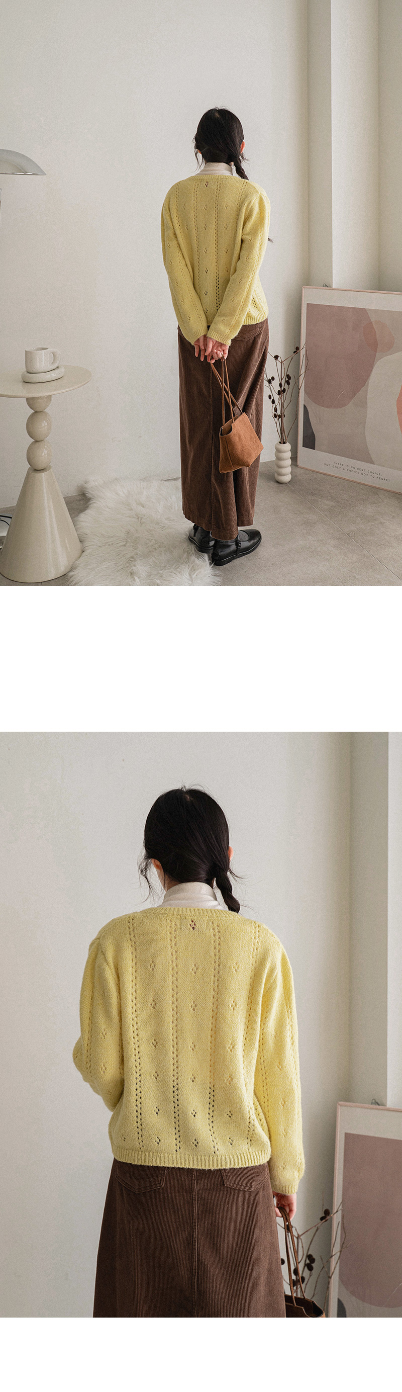 컬러풀 하트 단추 울 가디건