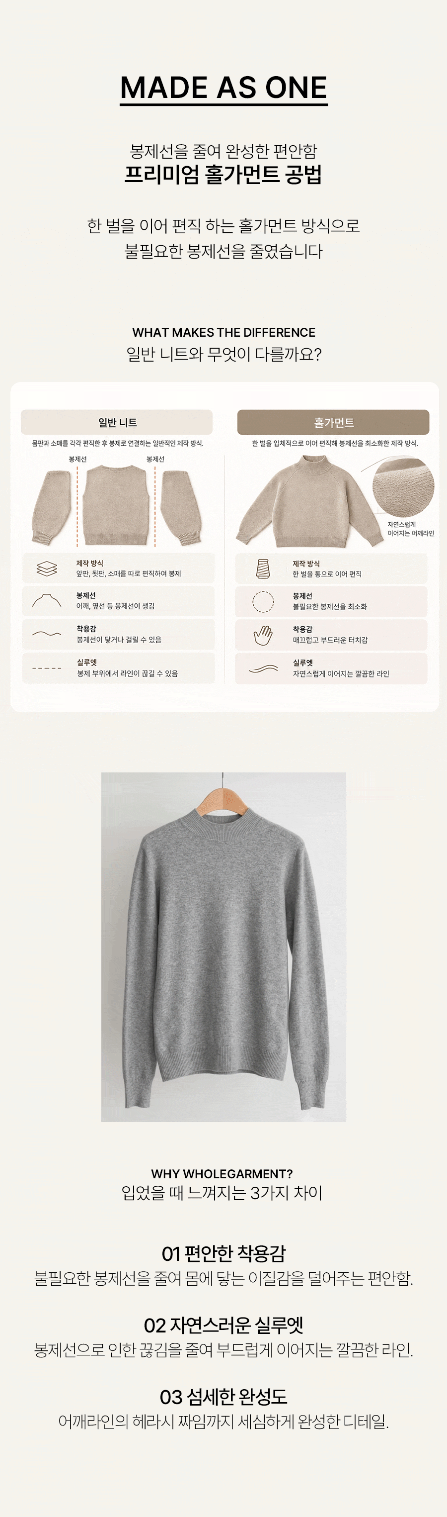 [벨유] 터치미 홀가먼트 반목 니트